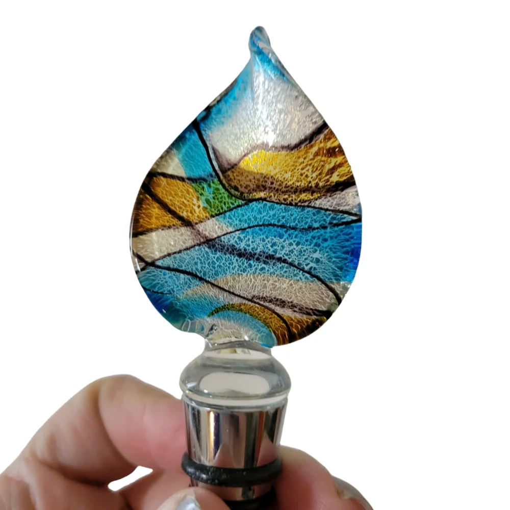 Art Glass Wine Bottle Stopper w Box